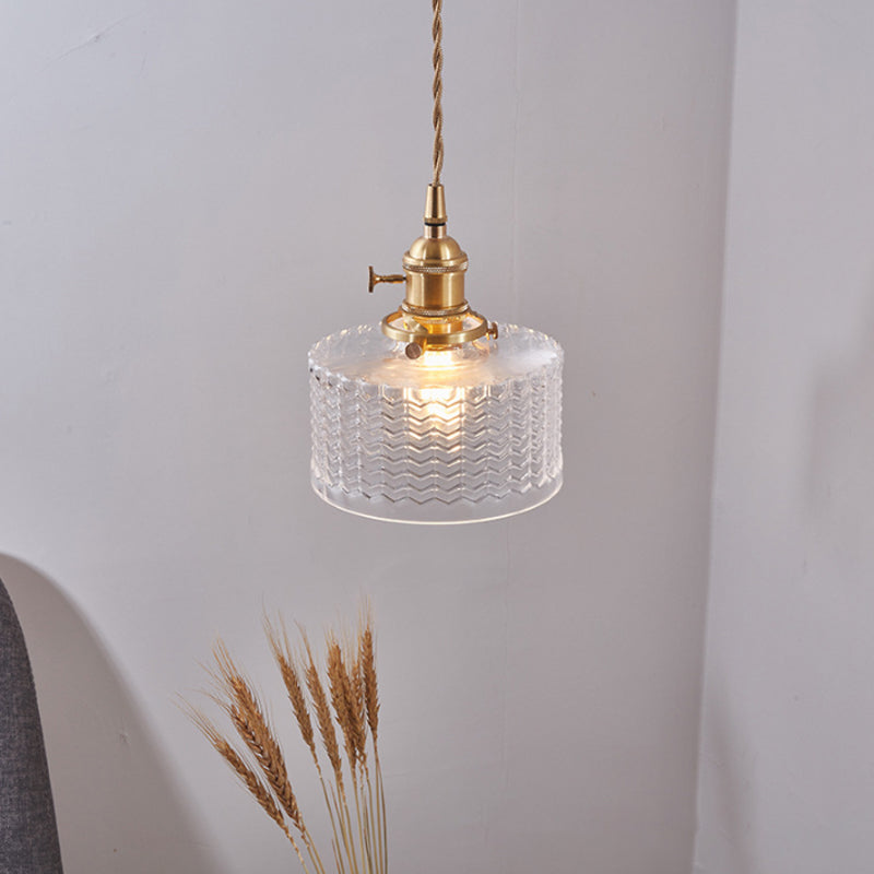 Madeleine Wavy Glass Cylinder Retro Pendant Light