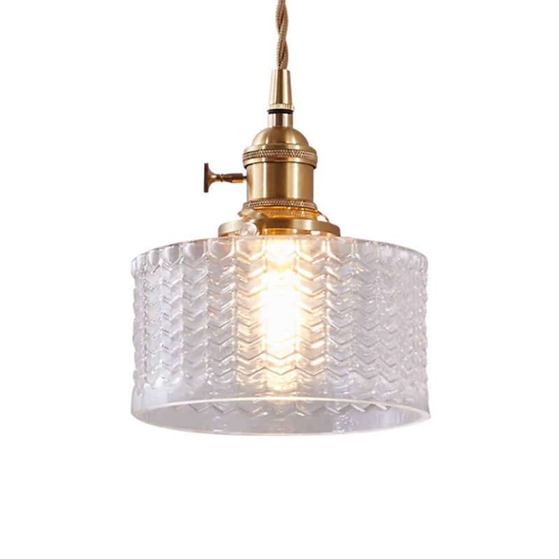 Madeleine Wavy Glass Cylinder Retro Pendant Light