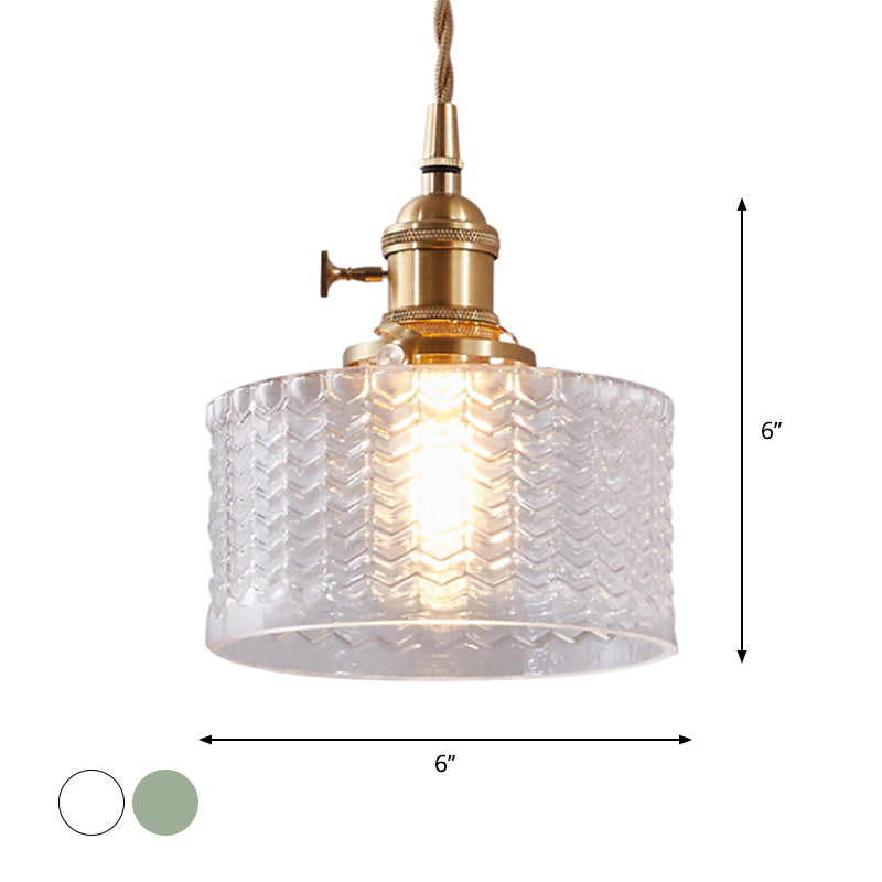 Madeleine Wavy Glass Cylinder Retro Pendant Light