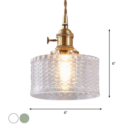 Madeleine Wavy Glass Cylinder Retro Pendant Light