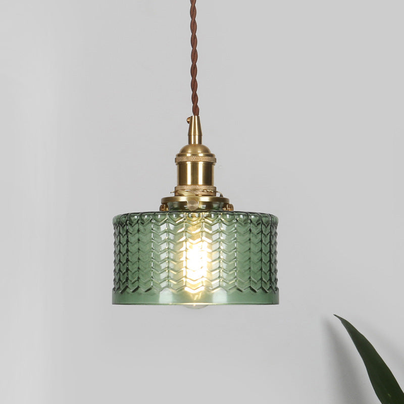 Madeleine Wavy Glass Cylinder Retro Pendant Light