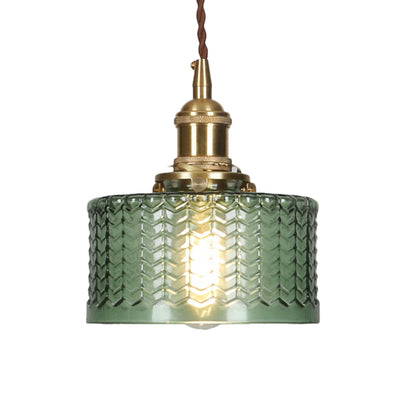 Madeleine Wavy Glass Cylinder Retro Pendant Light