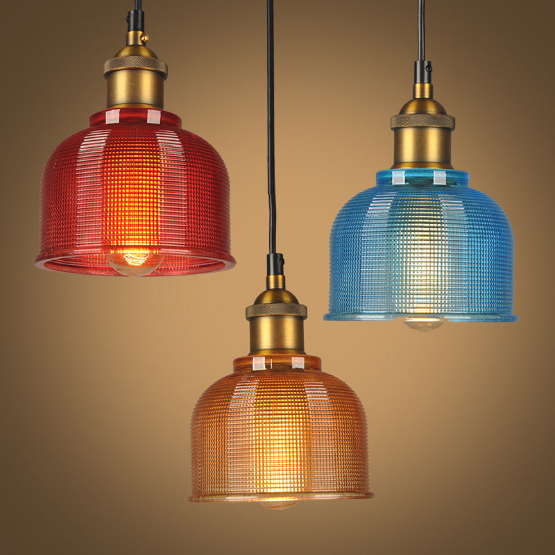 Éliane Retro Gridded Glass Carillon Pendant Light