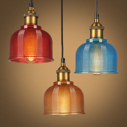 Éliane Retro Gridded Glass Carillon Pendant Light