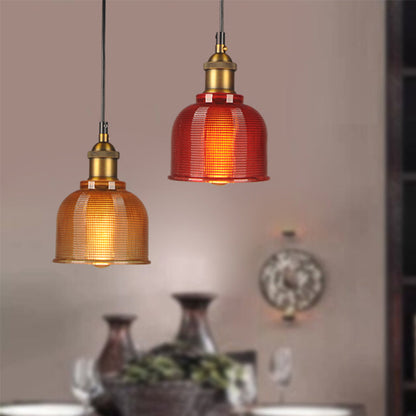 Éliane Retro Gridded Glass Carillon Pendant Light