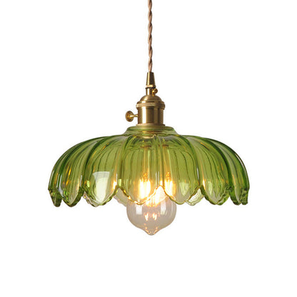Aurélie Green Scalloped Glass Retro Pendant Light
