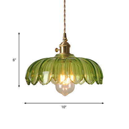 Aurélie Green Scalloped Glass Retro Pendant Light
