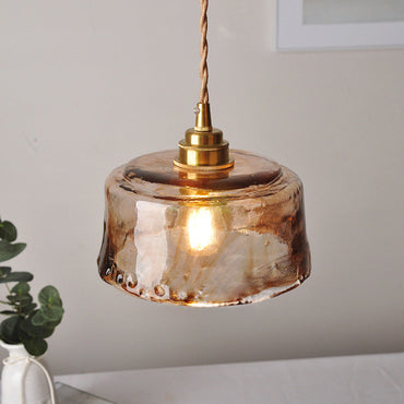 Sophie Amber Alabaster Glass Brass Pendant Light