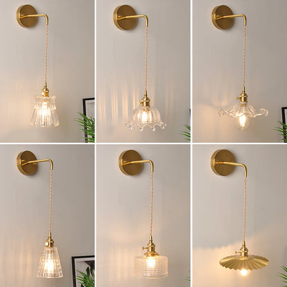 Lucienne Prismatic Glass Brass Bedside Wall Lamp