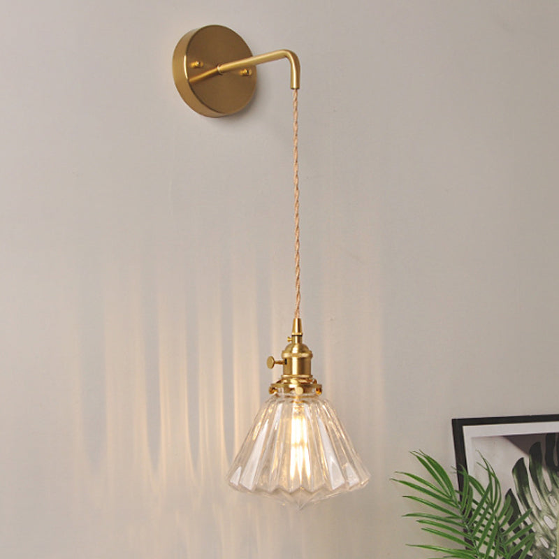 Amélie Prismatic Glass Wall Lamp with Brass Frame and Rotary Switch