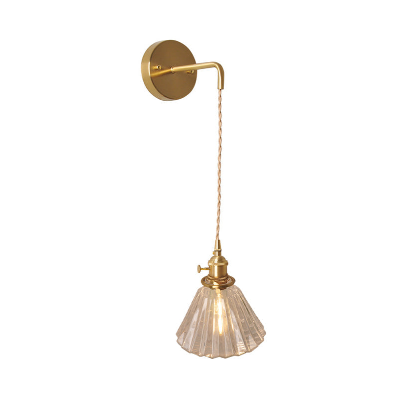 Lucienne Prismatic Glass Brass Bedside Wall Lamp