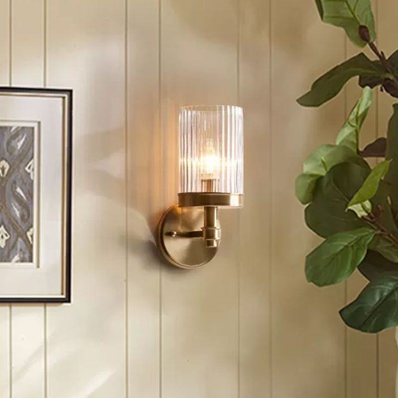 Sophie Traditional Glass Wall Sconce Lamp in Brown and Gold