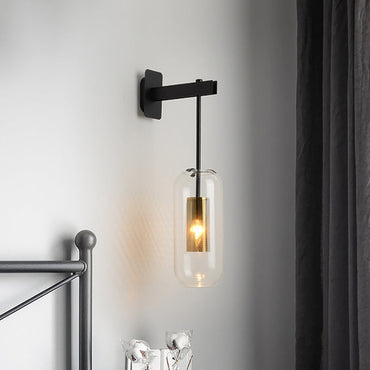 Anaïs Capsule Glass Wall Lamp Mesh Guard Black/Gold