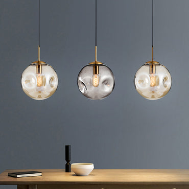 Thérèse Modern Dimpled Sphere Glass Pendant Light