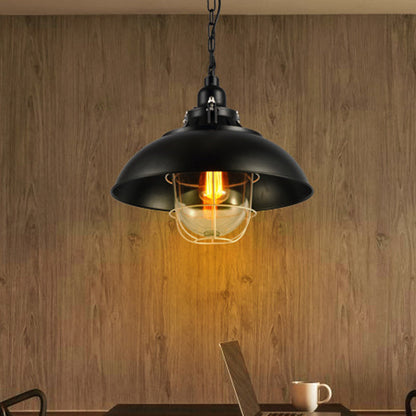 Madeleine Bowl Cage Pendant Light Black Rustic Industrial