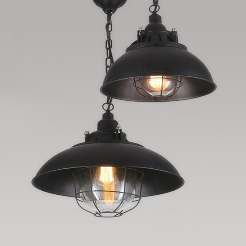 Madeleine Bowl Cage Pendant Light Black Rustic Industrial