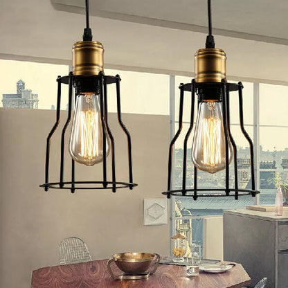 Émilie Caged Warehouse Pendant Light Black Industrial
