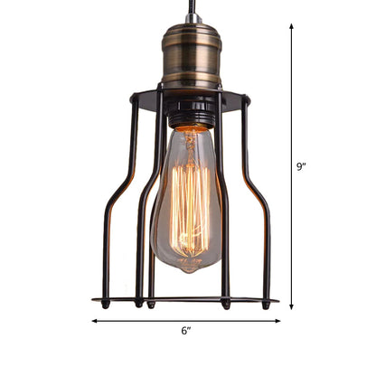 Émilie Caged Warehouse Pendant Light Black Industrial