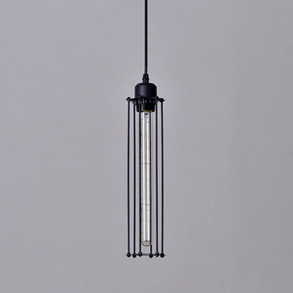 Suspension tube Anaelle, noire, de style industriel, fine