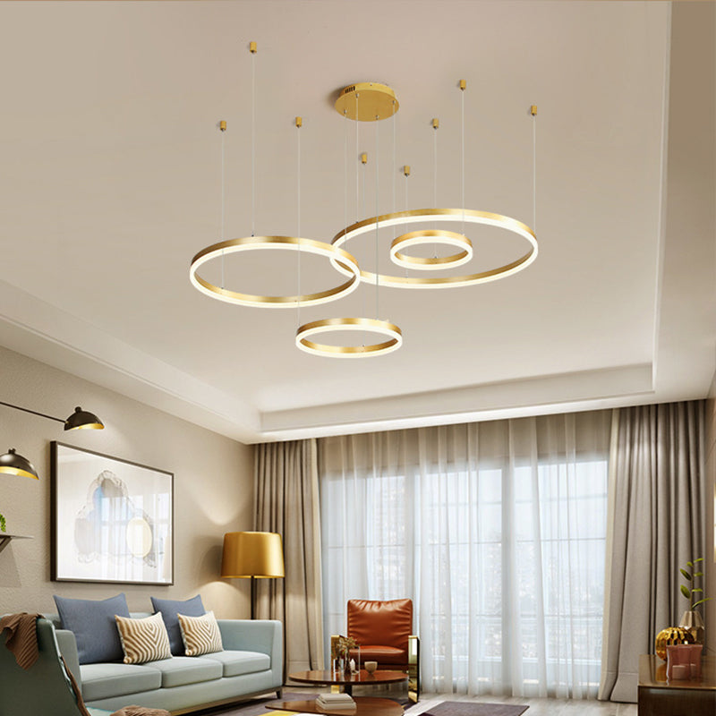 Isabelle Tiered Ring LED Chandelier in Gold Coffee