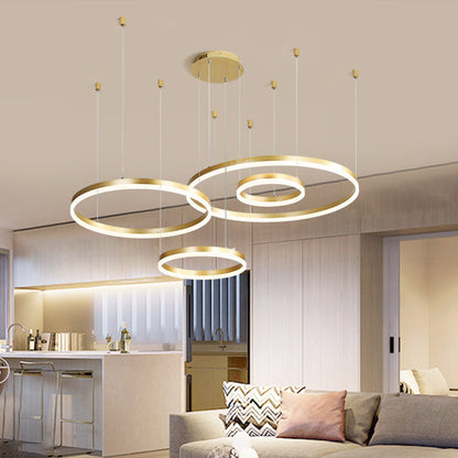 Isabelle Tiered Ring LED Chandelier in Gold Coffee