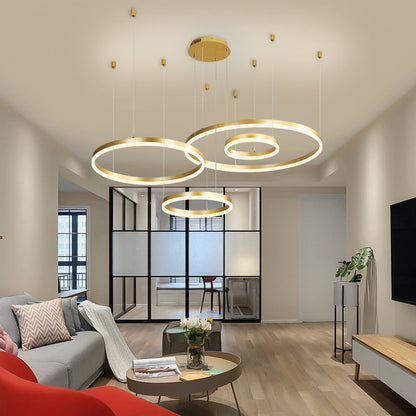 Isabelle Tiered Ring LED Chandelier in Gold Coffee