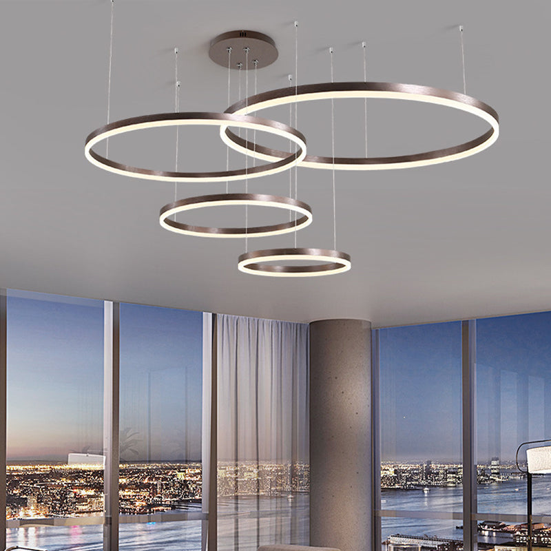 Isabelle Tiered Ring LED Chandelier in Gold Coffee