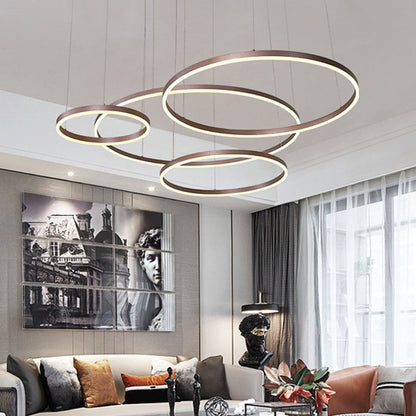 Isabelle Tiered Ring LED Chandelier in Gold Coffee