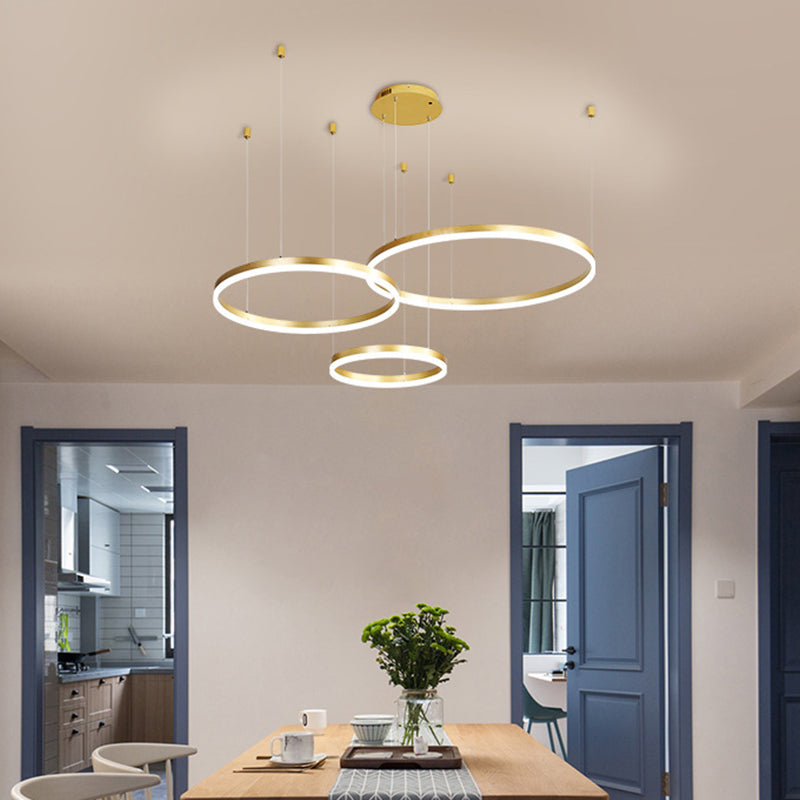 Isabelle Tiered Ring LED Chandelier in Gold Coffee