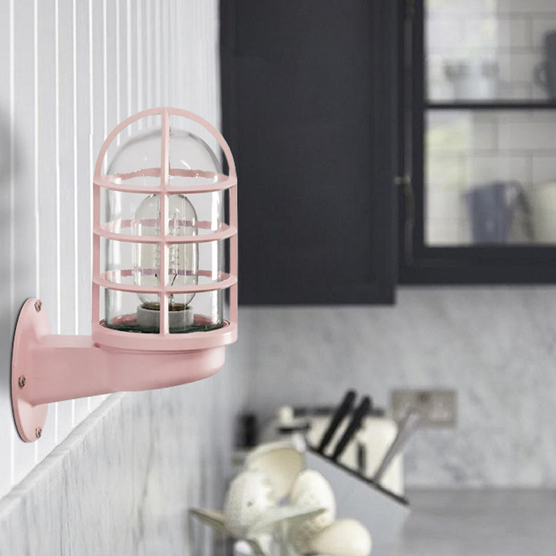 Mathilde Capsule Wall Lamp with Transparent Glass and Wire Cage