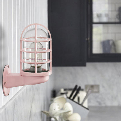 Mathilde Capsule Wall Lamp with Transparent Glass and Wire Cage