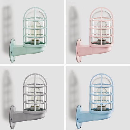 Amélie Industrial Glass Cage Wall Lamp Pink/Blue/Rust