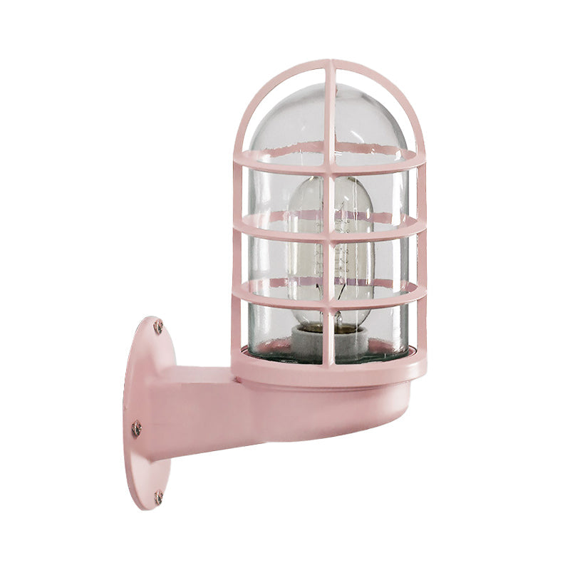 Mathilde Capsule Wall Lamp with Transparent Glass and Wire Cage