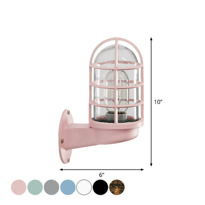 Amélie Industrial Glass Cage Wall Lamp Pink/Blue/Rust