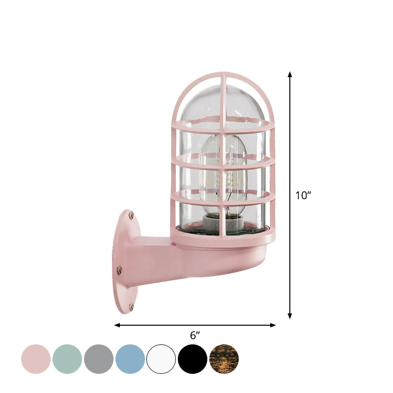 Mathilde Capsule Wall Lamp with Transparent Glass and Wire Cage