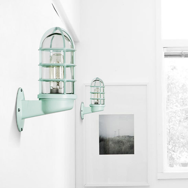 Amélie Industrial Glass Cage Wall Lamp Pink/Blue/Rust