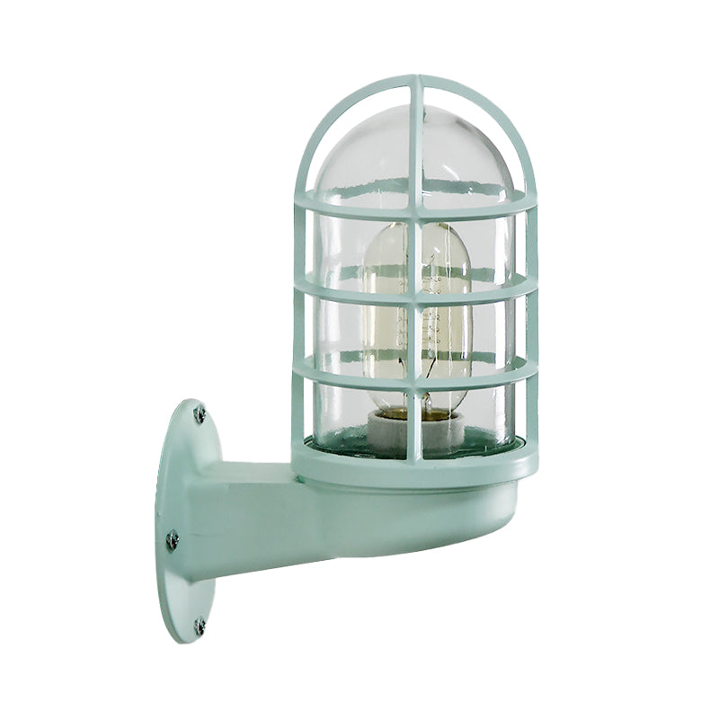 Mathilde Capsule Wall Lamp with Transparent Glass and Wire Cage