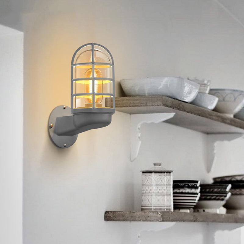 Amélie Industrial Glass Cage Wall Lamp Pink/Blue/Rust