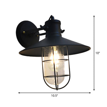 Élodie Conic Glass Cage Wall Lamp Adjustable Black