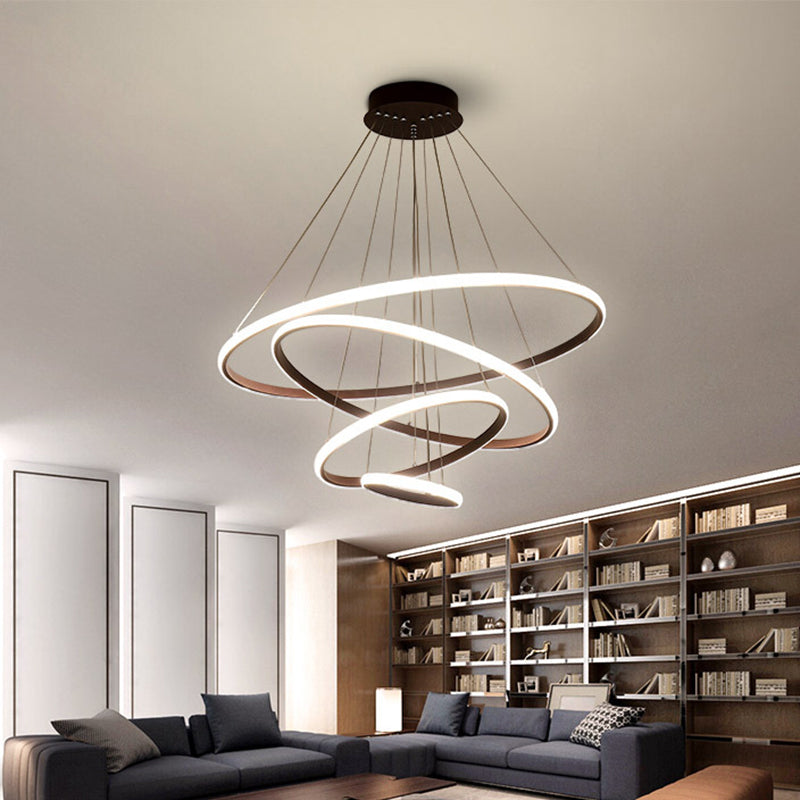 Colette Tiered Acrylic LED Pendant Chandelier in White Coffee