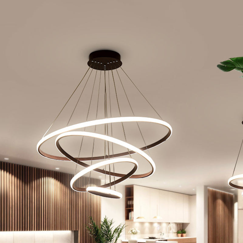 Colette Tiered Acrylic LED Pendant Chandelier in White Coffee