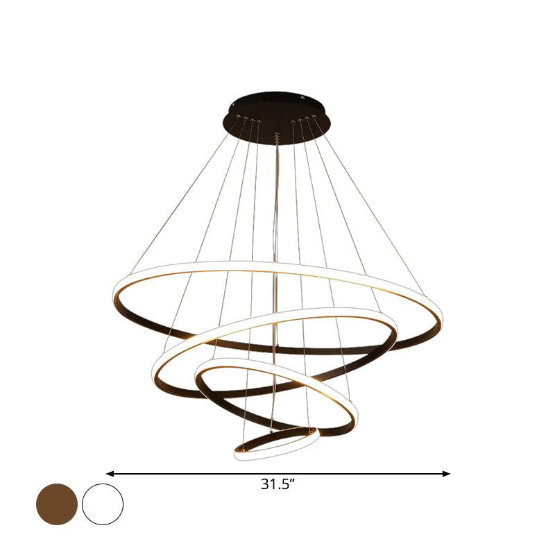 Colette Tiered Acrylic LED Pendant Chandelier in White Coffee