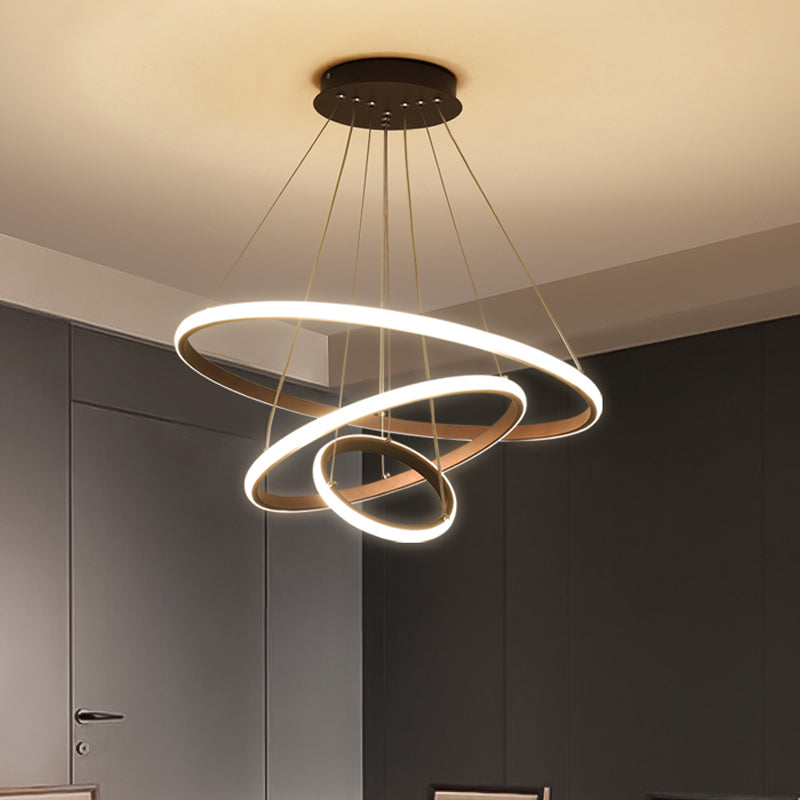 Colette Tiered Acrylic LED Pendant Chandelier in White Coffee
