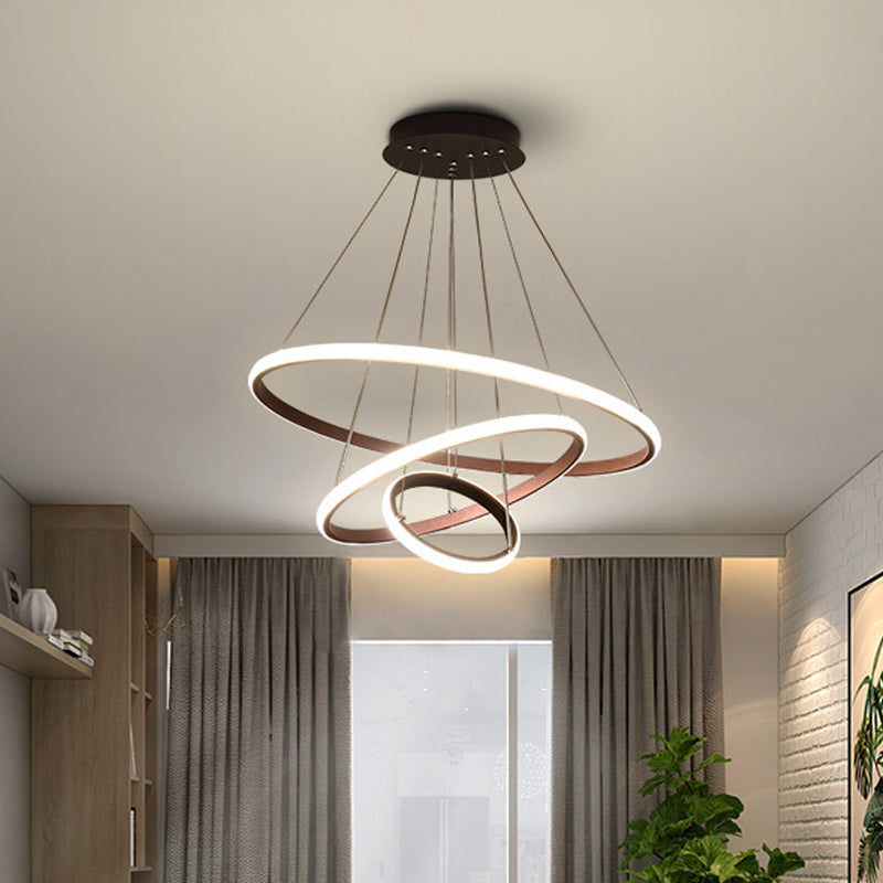 Colette Tiered Acrylic LED Pendant Chandelier in White Coffee