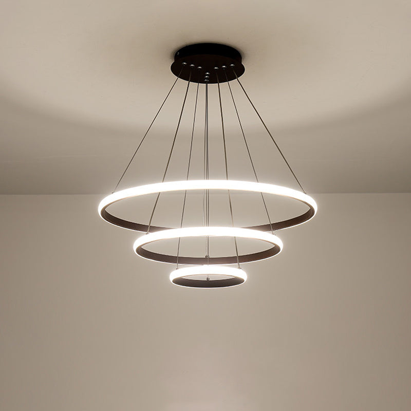 Colette Tiered Acrylic LED Pendant Chandelier in White Coffee