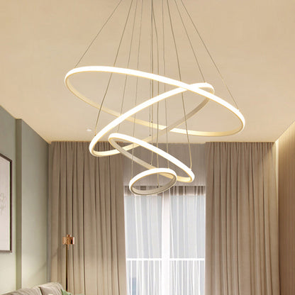 Colette Tiered Acrylic LED Pendant Chandelier in White Coffee