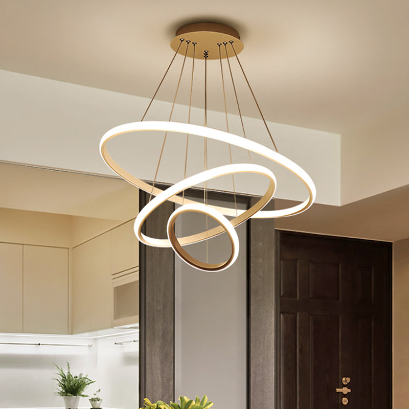 Colette Tiered Acrylic LED Pendant Chandelier in White Coffee