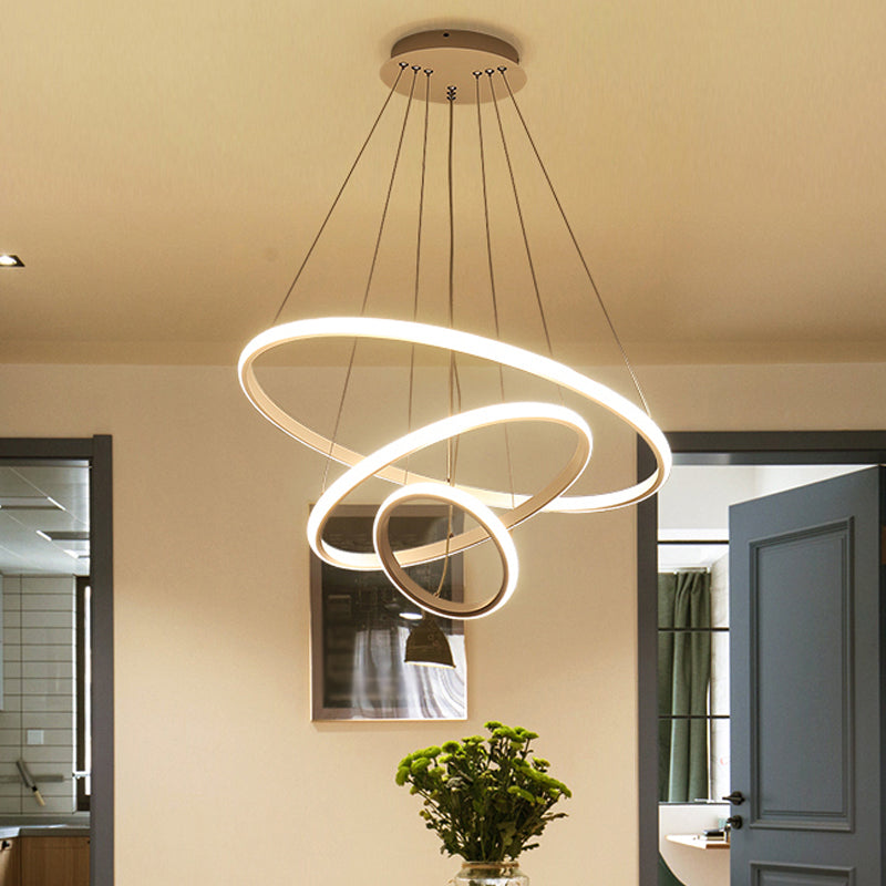 Colette Tiered Acrylic LED Pendant Chandelier in White Coffee