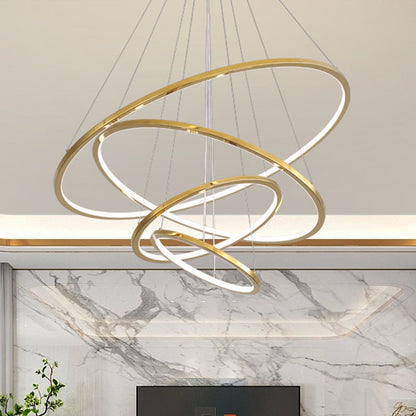 Camille Gold LED Ring Tiered Chandelier Modern Pendant Light