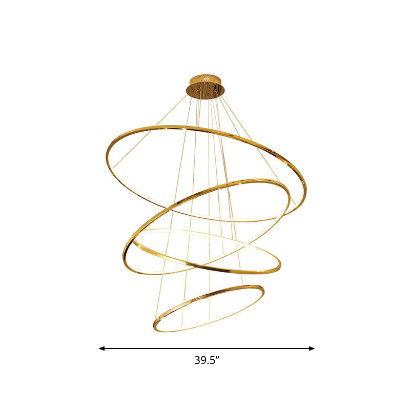 Camille Gold LED Ring Tiered Chandelier Modern Pendant Light